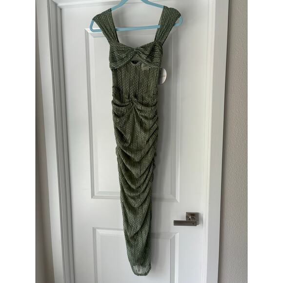 Oliana Embroidered Mesh Midi Dress Fern NWT Size XS - Picture 4 of 9